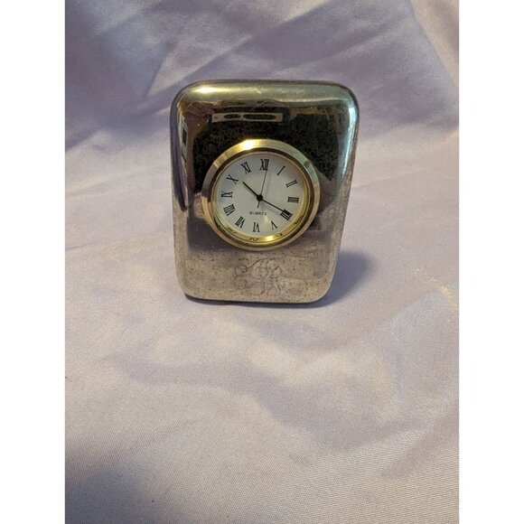 Vintage Sheridan Silver-Plated Quartz Desk Clock Paperweight - Picture 1 of 4